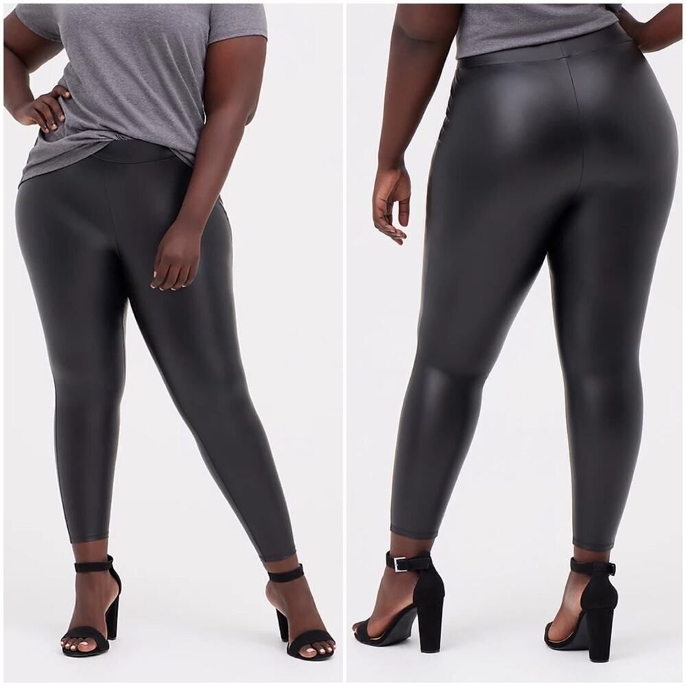 Torrid Platinum Faux Leather Black Leggings
